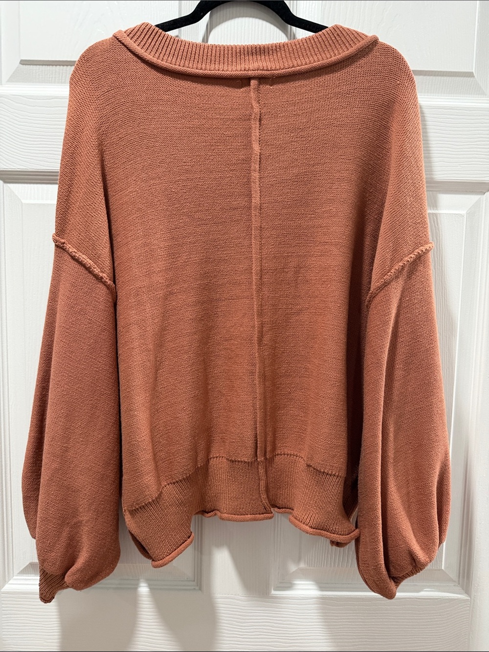 POL Relaxed V-Neck Sweater in Rusty Terracotta - Picture 3 of 3